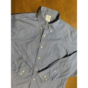 Brooks Brothers 1818 Shirt Mens M Slim Fit Blue Check Non Iron Button Down